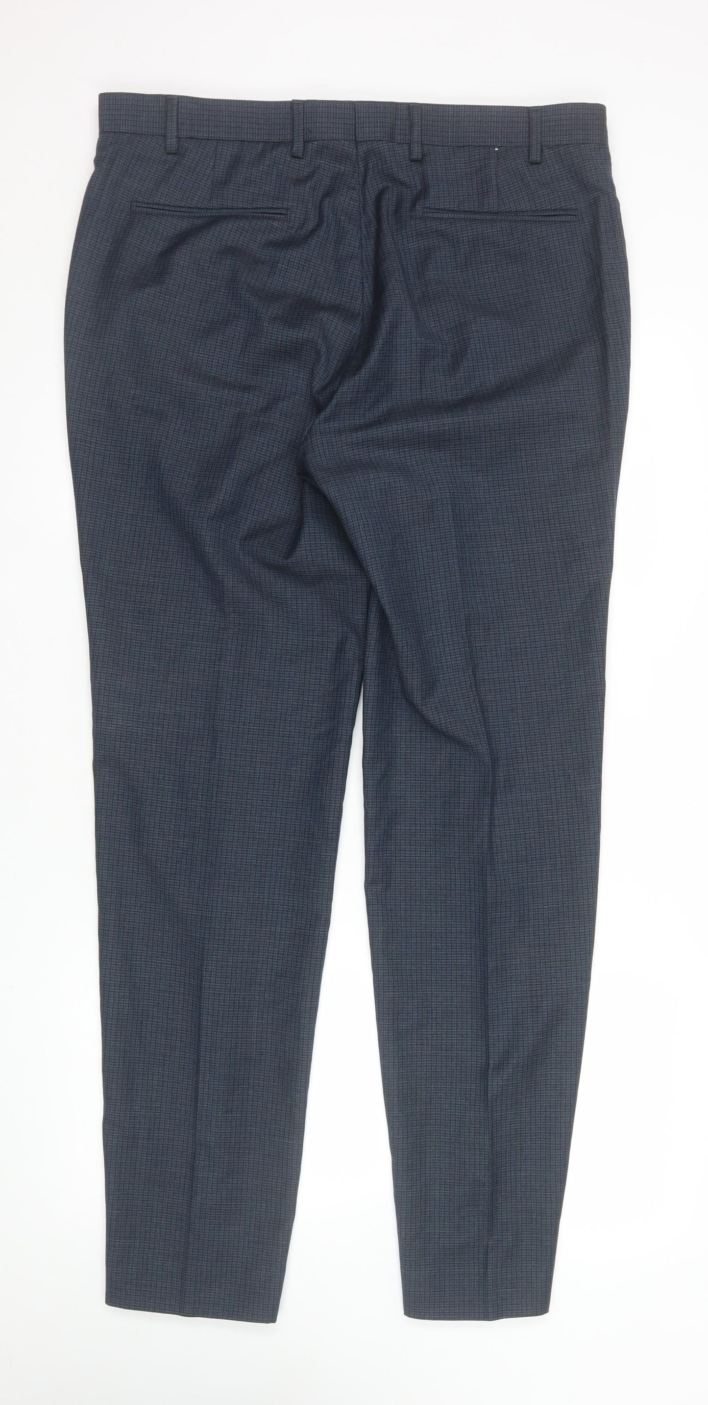 Mens UK Size L Kin by John Lewis Regular Fit Dress Pants Blue Trousers
