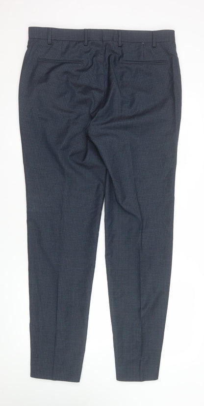 Mens UK Size L Kin by John Lewis Regular Fit Dress Pants Blue Trousers