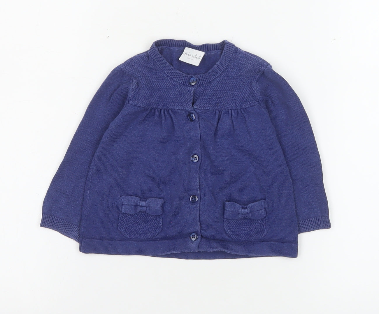 Girls UK Size 9-12 Months Mini Club Blue Cardigan Jumper