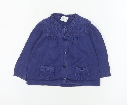 Girls UK Size 9-12 Months Mini Club Blue Cardigan Jumper