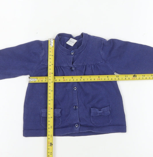Girls UK Size 9-12 Months Mini Club Blue Cardigan Jumper