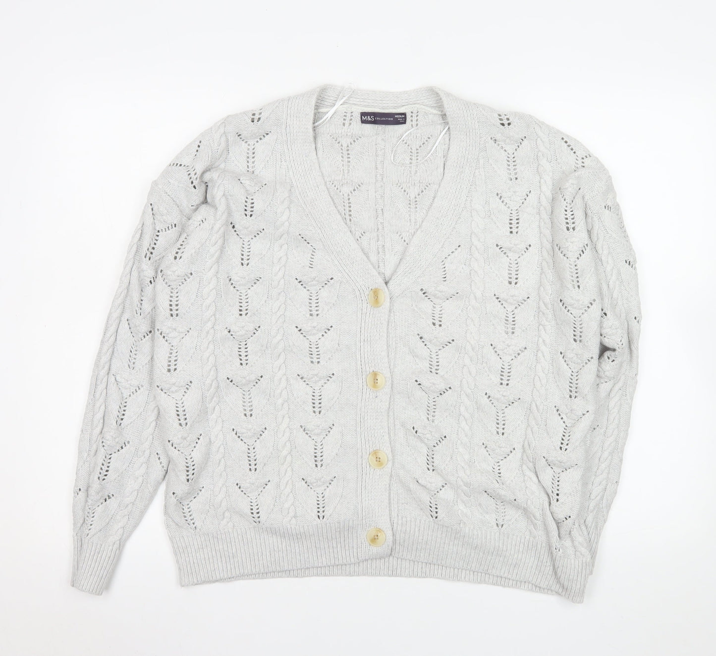 Womens UK Size M Marks and Spencer Grey Cardigan Jumper