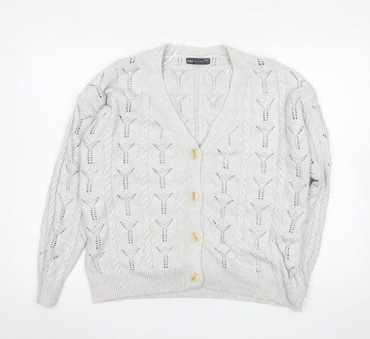 Womens UK Size M Marks and Spencer Grey Cardigan Jumper