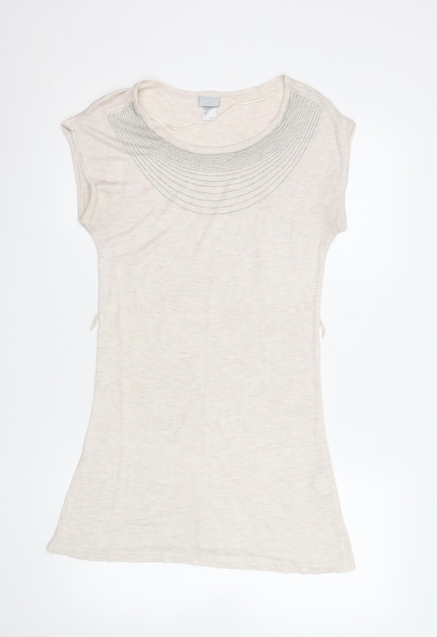 Womens UK Size S H&M Beige Basic T-Shirt
