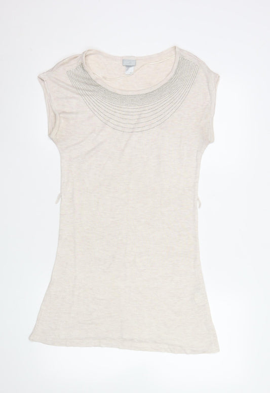 Womens UK Size S H&M Beige Basic T-Shirt