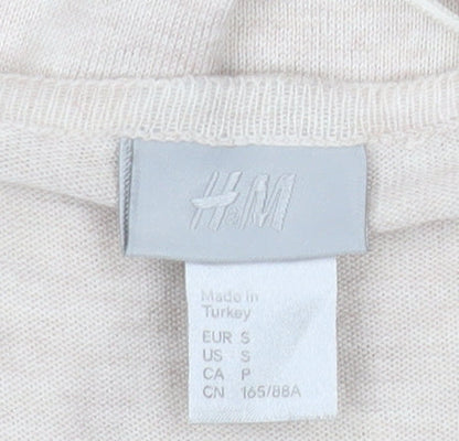 Womens UK Size S H&M Beige Basic T-Shirt