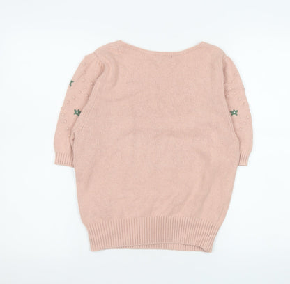Womens UK Size S Monoprix Pink Pullover Jumper