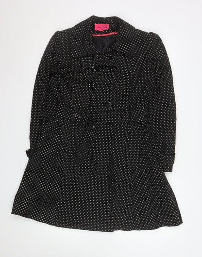 Monsoon Women’s Black Polka Dot Belted Trench Coat Size 10