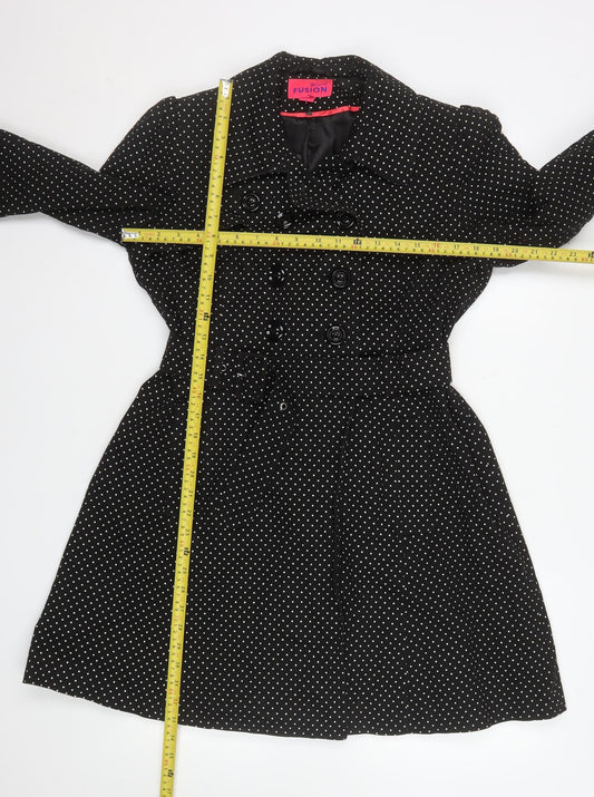 Monsoon Women’s Black Polka Dot Belted Trench Coat Size 10