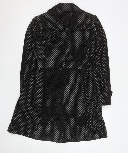 Monsoon Women’s Black Polka Dot Belted Trench Coat Size 10
