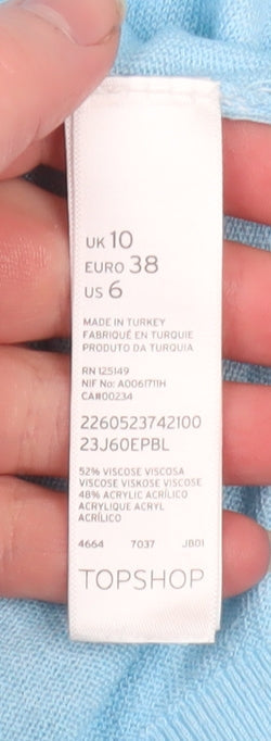 Womens UK Size 10 Topshop Blue Pullover Jumper