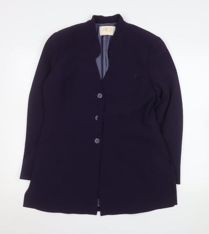Country Casuals Women Purple Wool Blend Mid-Length Blazer Size 12