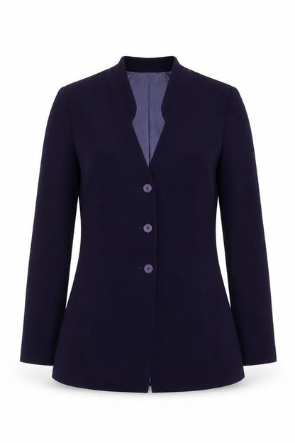 Country Casuals Women Purple Wool Blend Mid-Length Blazer Size 12