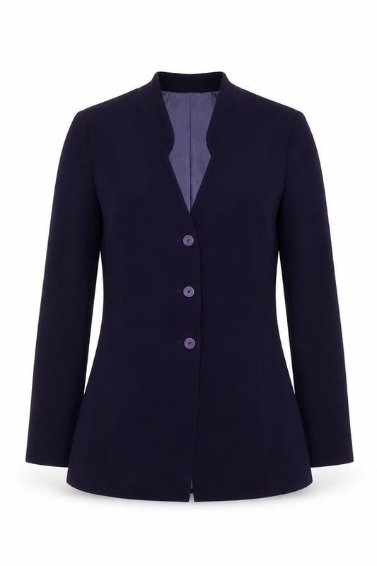 Country Casuals Women Purple Wool Blend Mid-Length Blazer Size 12