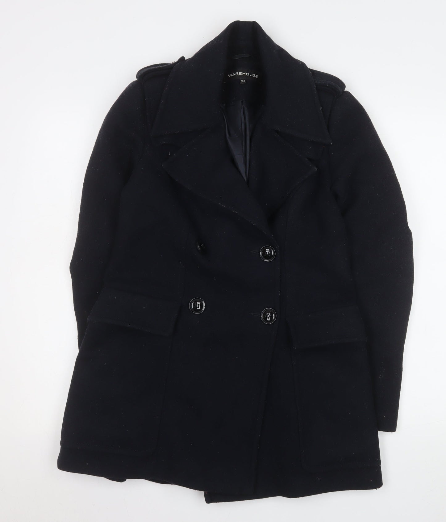 Womens UK Size 10 Warehouse Black Pea Coat