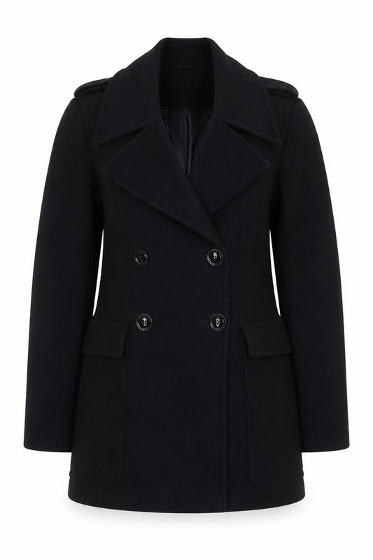 Womens UK Size 10 Warehouse Black Pea Coat