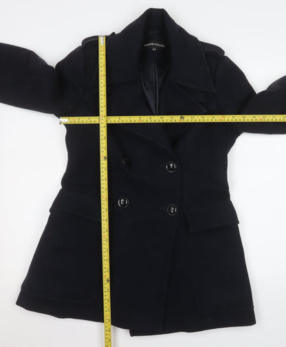 Womens UK Size 10 Warehouse Black Pea Coat