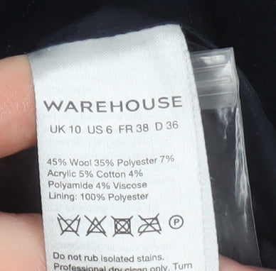 Womens UK Size 10 Warehouse Black Pea Coat