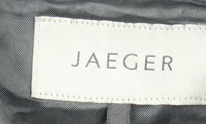 Jaeger Women Black Mid-Length Coat UK 12 Cotton Blend Classic Style