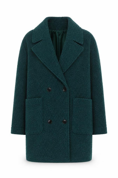 Papaya Women’s Green Bouclé Mid-Length Overcoat Size 12