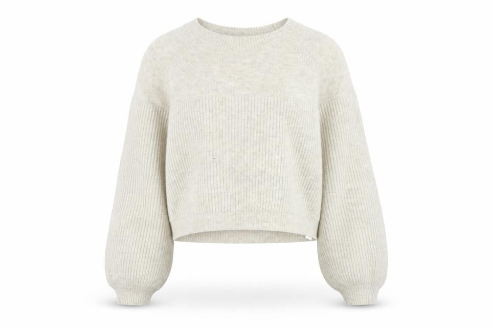 Topshop Women Beige Crew Neck Rib Knit Pullover Jumper Size S