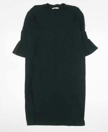 Tu Women Green Size 10 Shift Knit Knee Length Dress