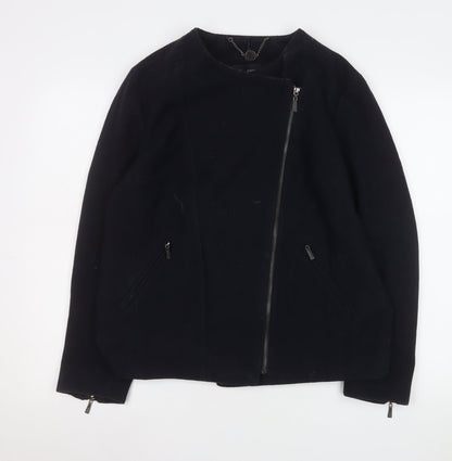 Womens UK Size 12 Marks and Spencer Black Biker Coat