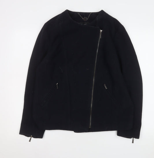 Womens UK Size 12 Marks and Spencer Black Biker Coat