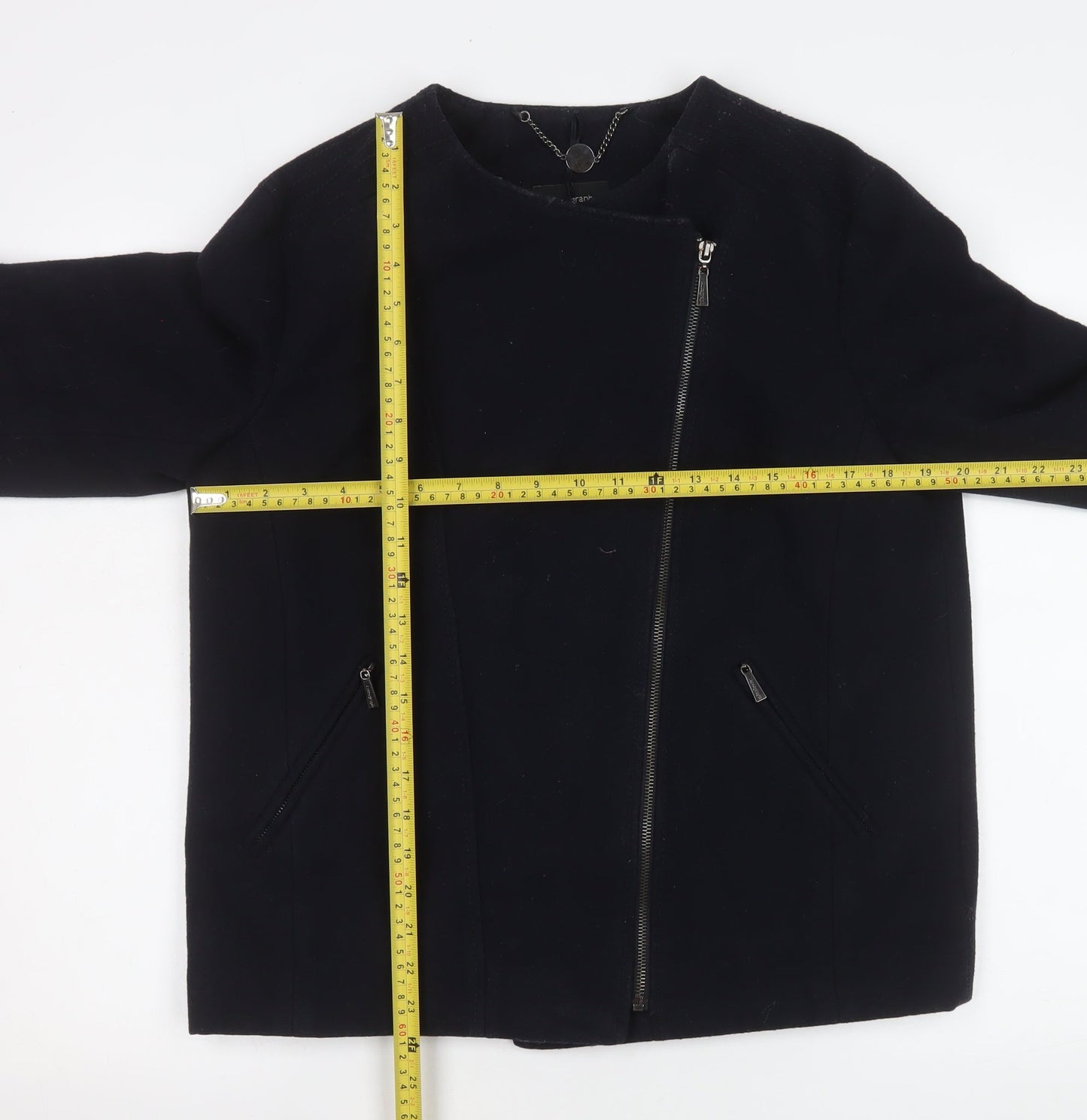 Womens UK Size 12 Marks and Spencer Black Biker Coat
