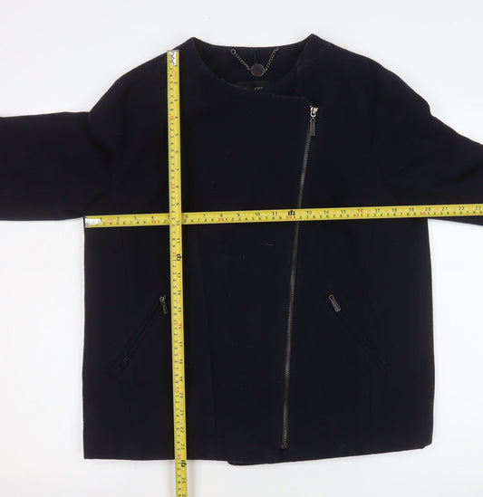 Womens UK Size 12 Marks and Spencer Black Biker Coat