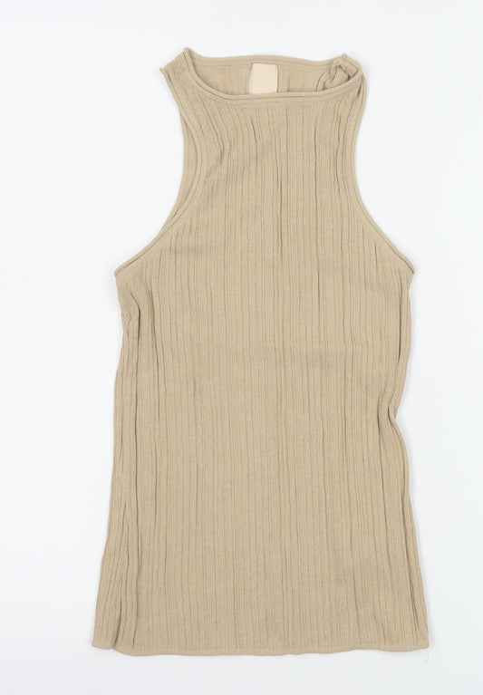 Womens UK Size S H&M Beige Basic Tank