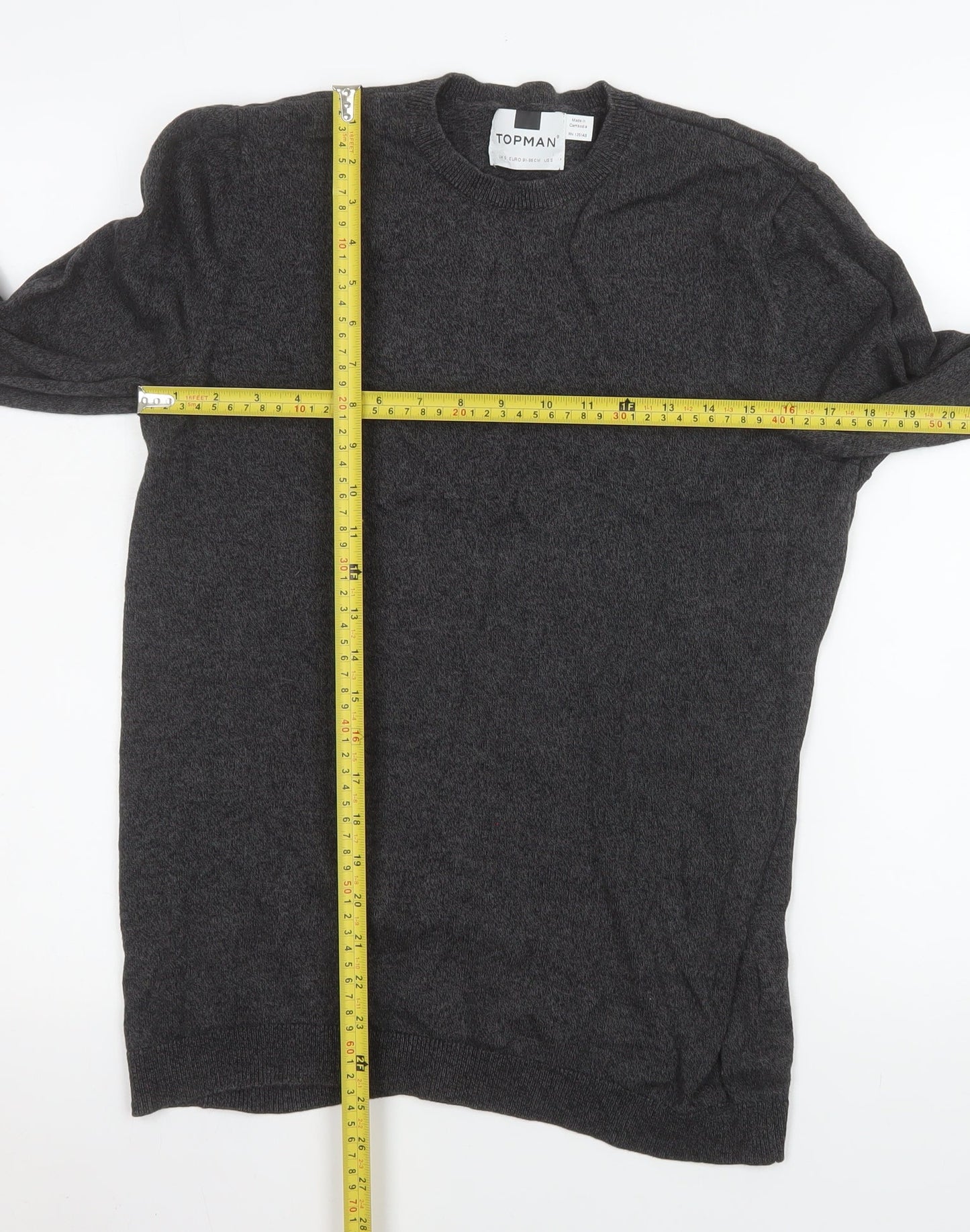 Mens UK Size S Topman Grey Pullover Jumper