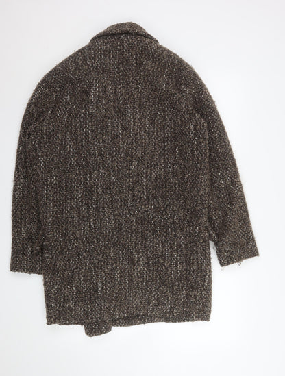 Mango Womens Brown Wool Blend Tweed Overcoat Size 8