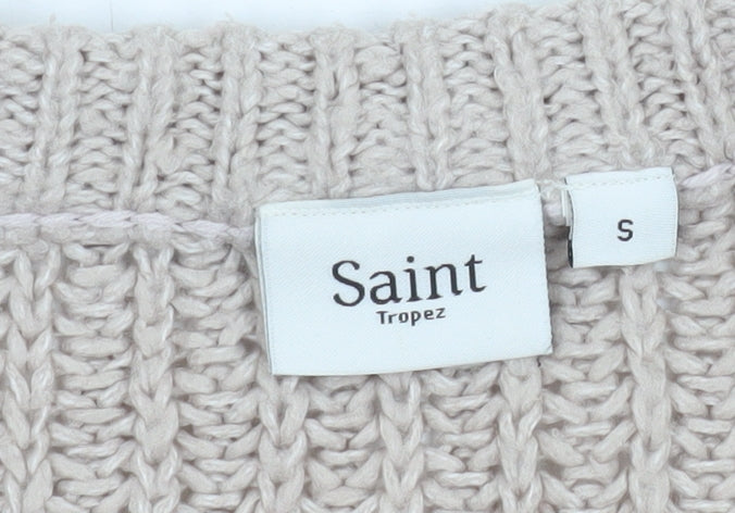 Womens UK Size S Saint Tropez Beige Pullover Jumper