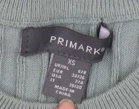 Womens UK Size XS Primark Green Pullover Jumper