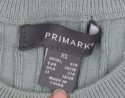 Womens UK Size XS Primark Green Pullover Jumper