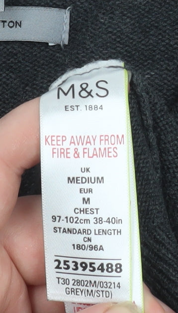 Mens UK Size M Marks and Spencer Grey Pullover Jumper