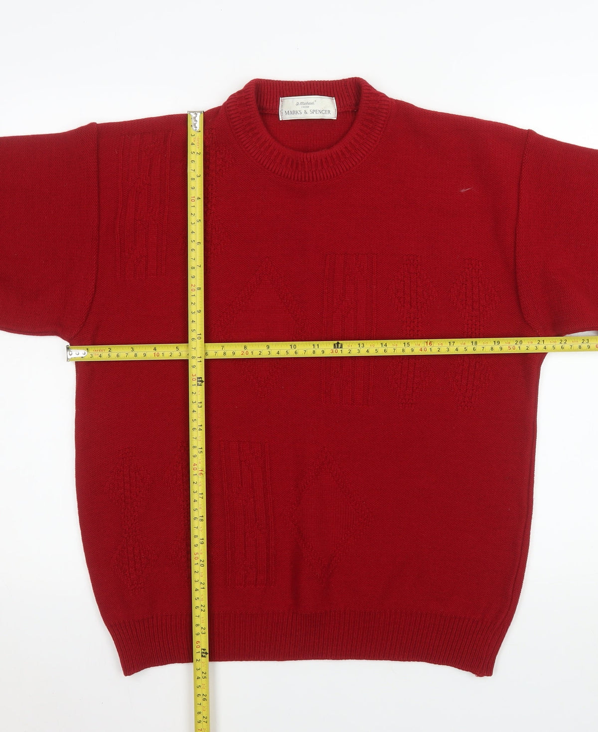 Mens UK Size M Marks and Spencer Red Pullover Jumper