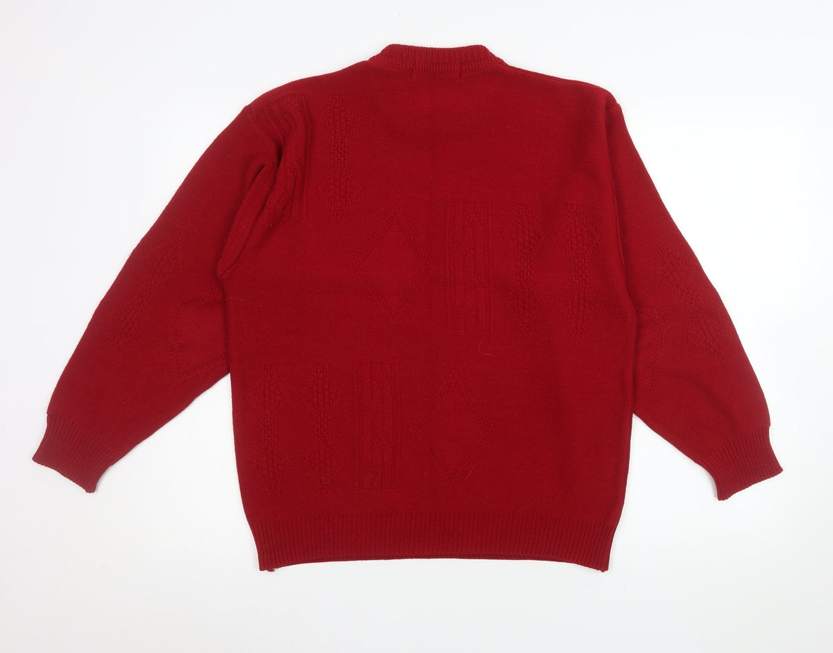 Mens UK Size M Marks and Spencer Red Pullover Jumper