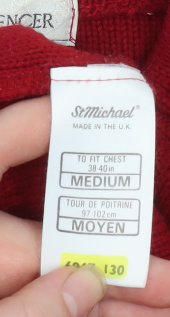 Mens UK Size M Marks and Spencer Red Pullover Jumper