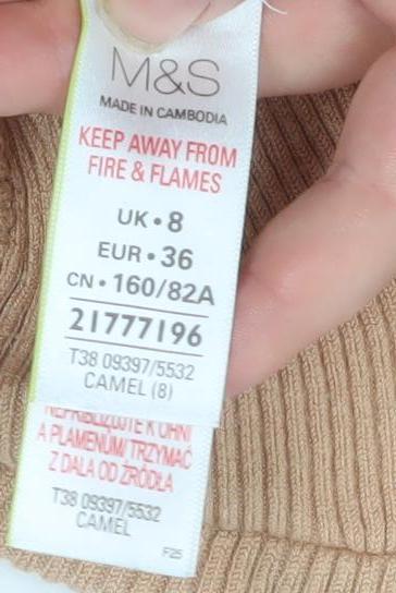 Womens UK Size 8 Marks and Spencer Beige Pullover Jumper