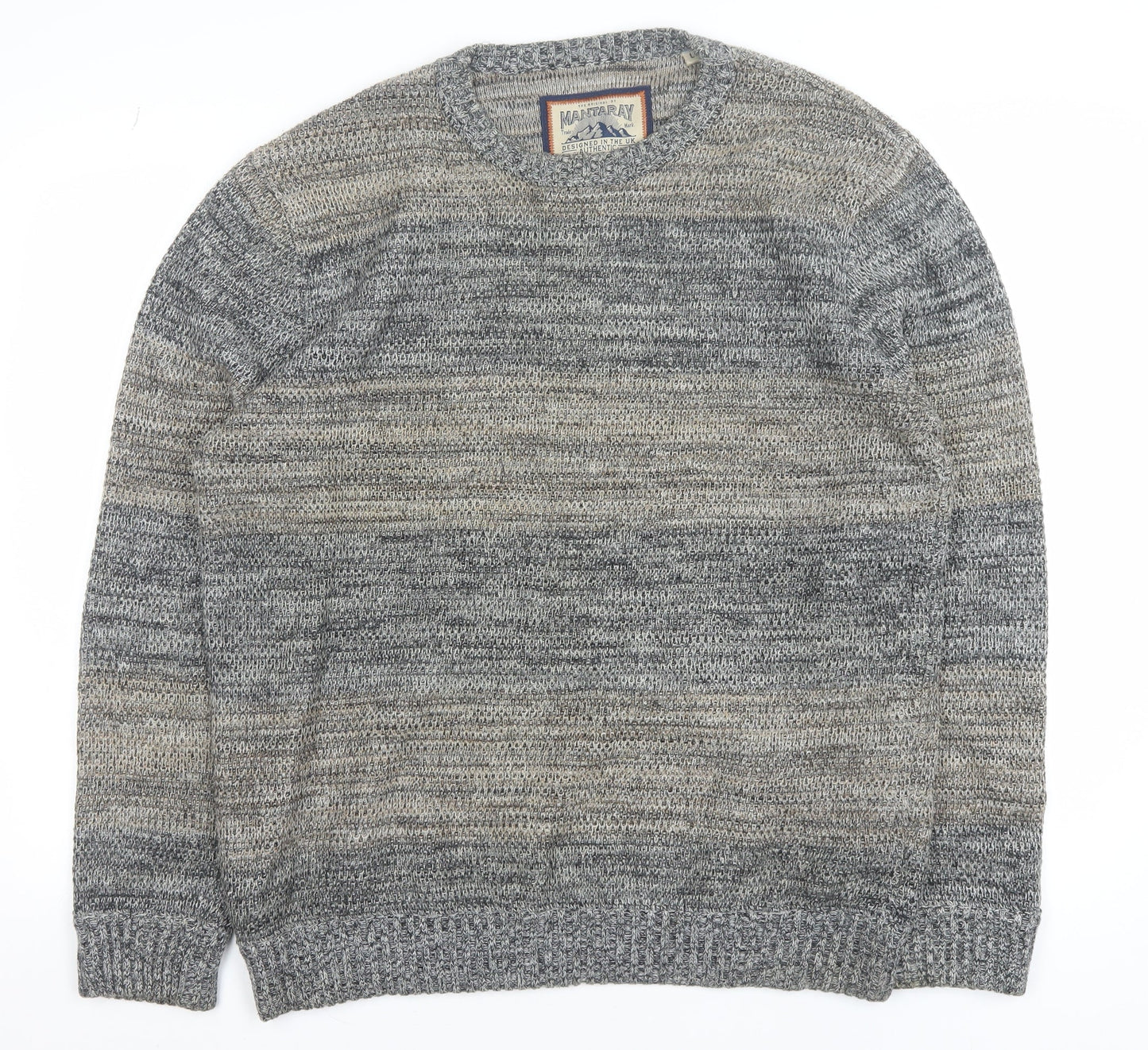 Mens UK Size L Mantaray Grey Pullover Jumper