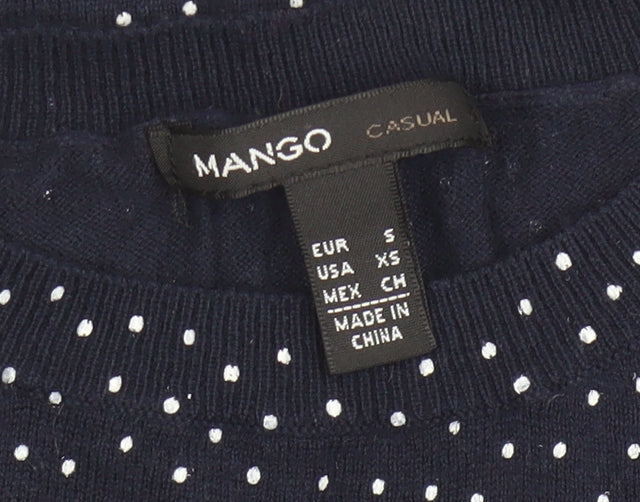 Womens UK Size S Mango Blue Pullover Jumper