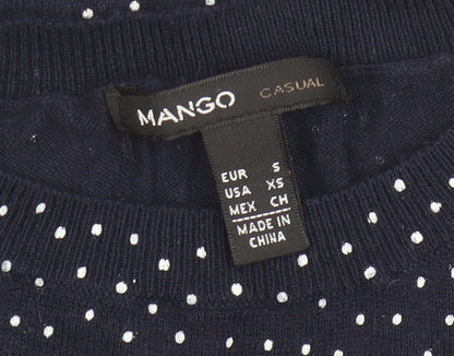 Womens UK Size S Mango Blue Pullover Jumper