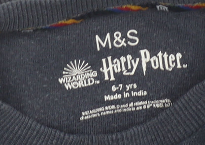 Marks and Spencer Boys Blue Gryffindor Harry Potter Velour Pyjama Top 6-7 Years