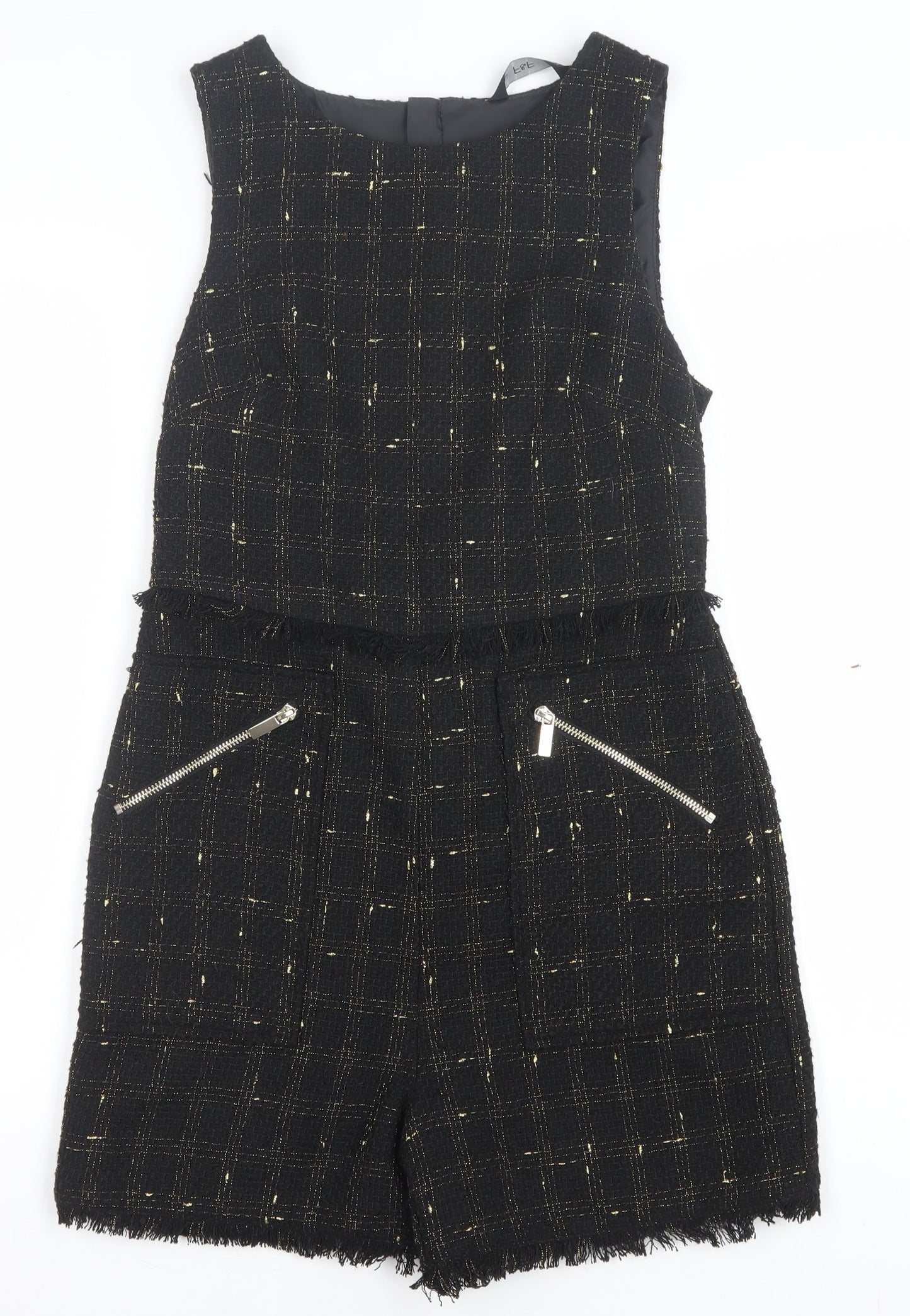 Womens UK Size 8 F&F One-Piece Black Playsuit