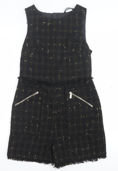 Womens UK Size 8 F&F One-Piece Black Playsuit