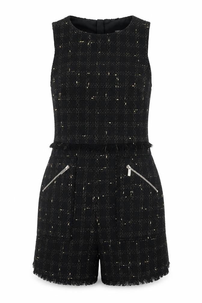 Womens UK Size 8 F&F One-Piece Black Playsuit