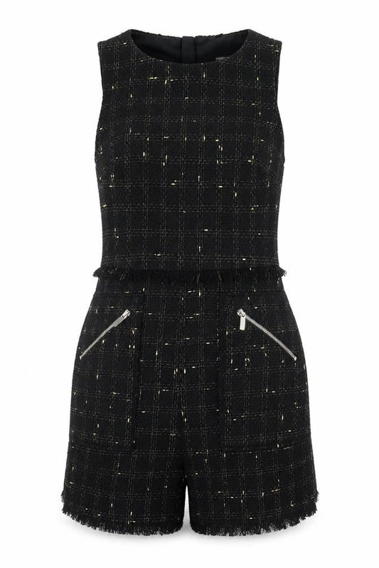 Womens UK Size 8 F&F One-Piece Black Playsuit