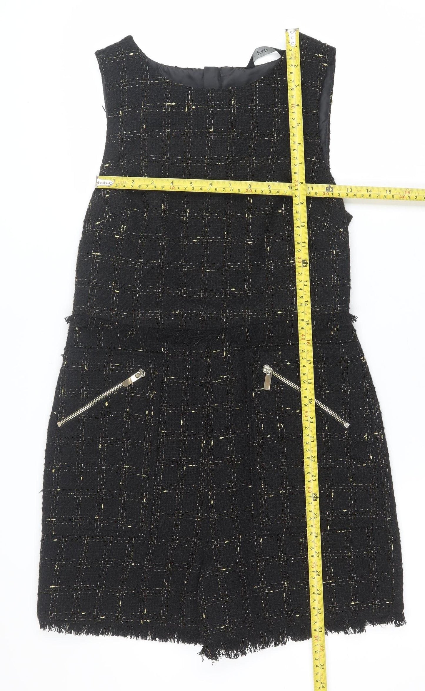 Womens UK Size 8 F&F One-Piece Black Playsuit